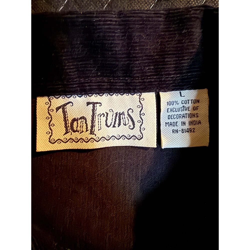 TanTrums Patchwork Embroidered Corduroy Shirt Womens Large Multicolor Fall Leaf - Picture 7 of 10